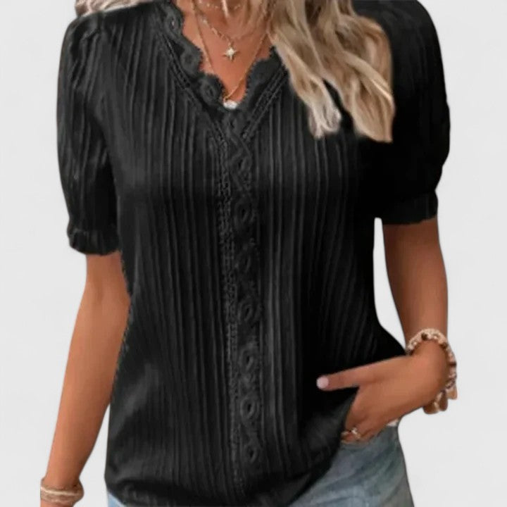 Indy | V-Neck Short Sleeve Blouse For Women