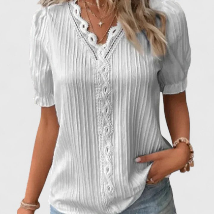 Indy | V-Neck Short Sleeve Blouse For Women