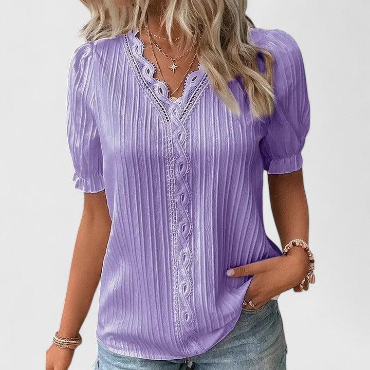 Indy | V-Neck Short Sleeve Blouse For Women