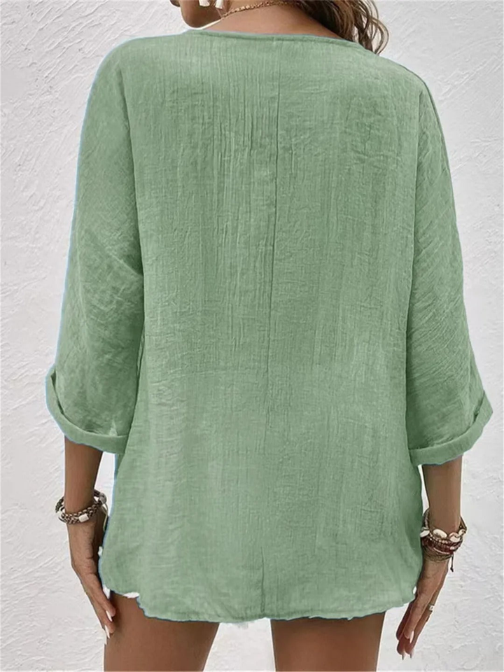 Brooklyn | V-Neck Button-Front Long Sleeve Blouse For Women