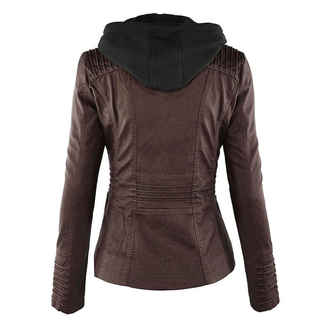 Pia | Modern leather jacket with hood