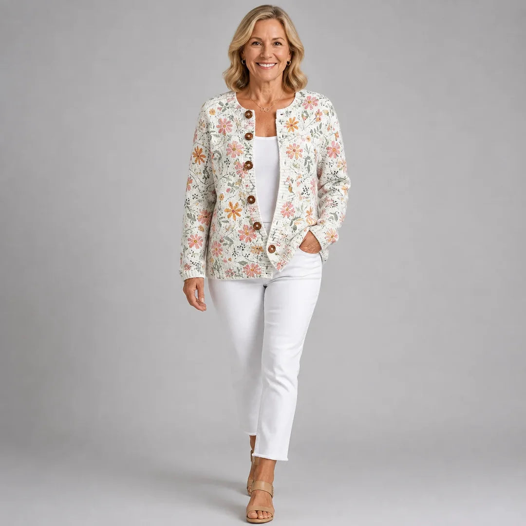 Greta™ | Vintage Floral Knit Cardigan Sweater