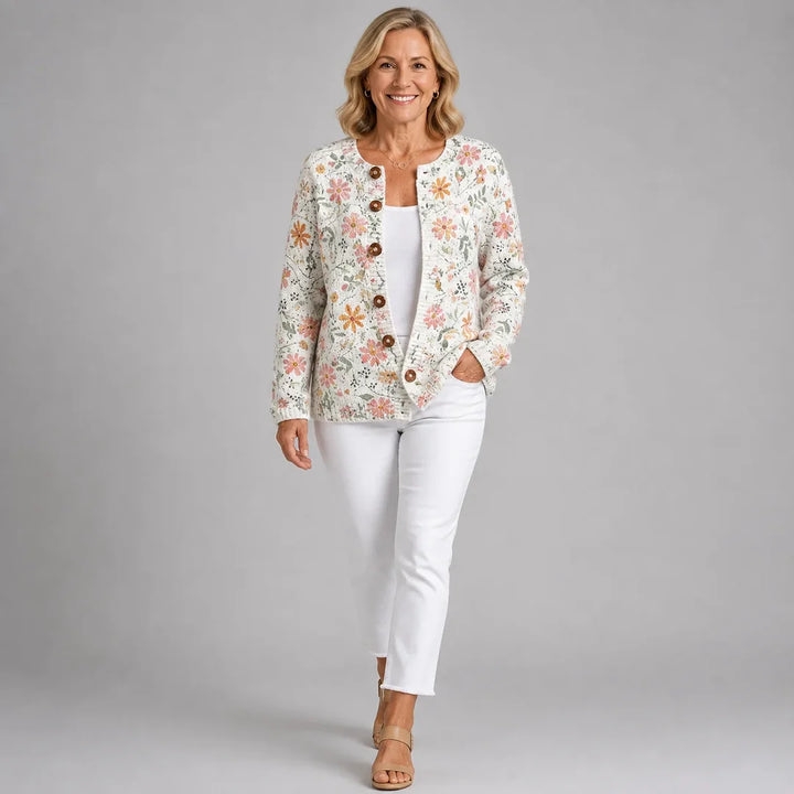 Greta™ | Vintage Floral Knit Cardigan Sweater