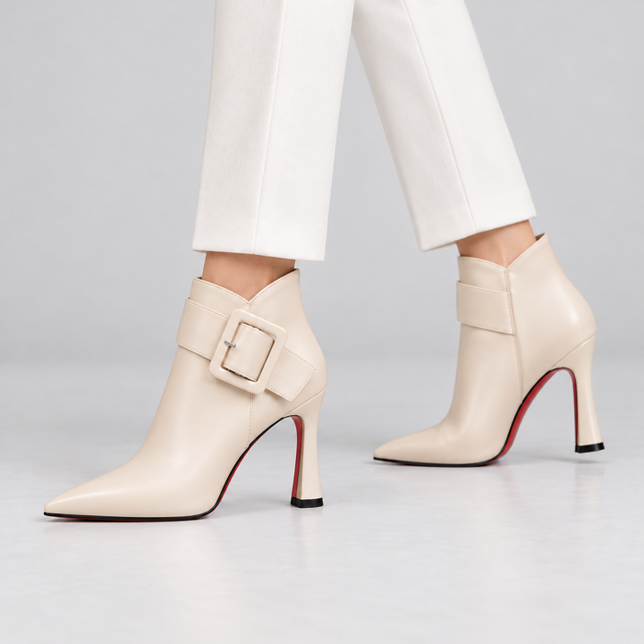 Raina - Leather Buckle Ankle Boots