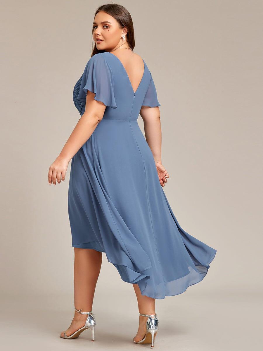 FAYE™ |Plus Size V-Neck High-Low Chiffon Wedding Guest Dress