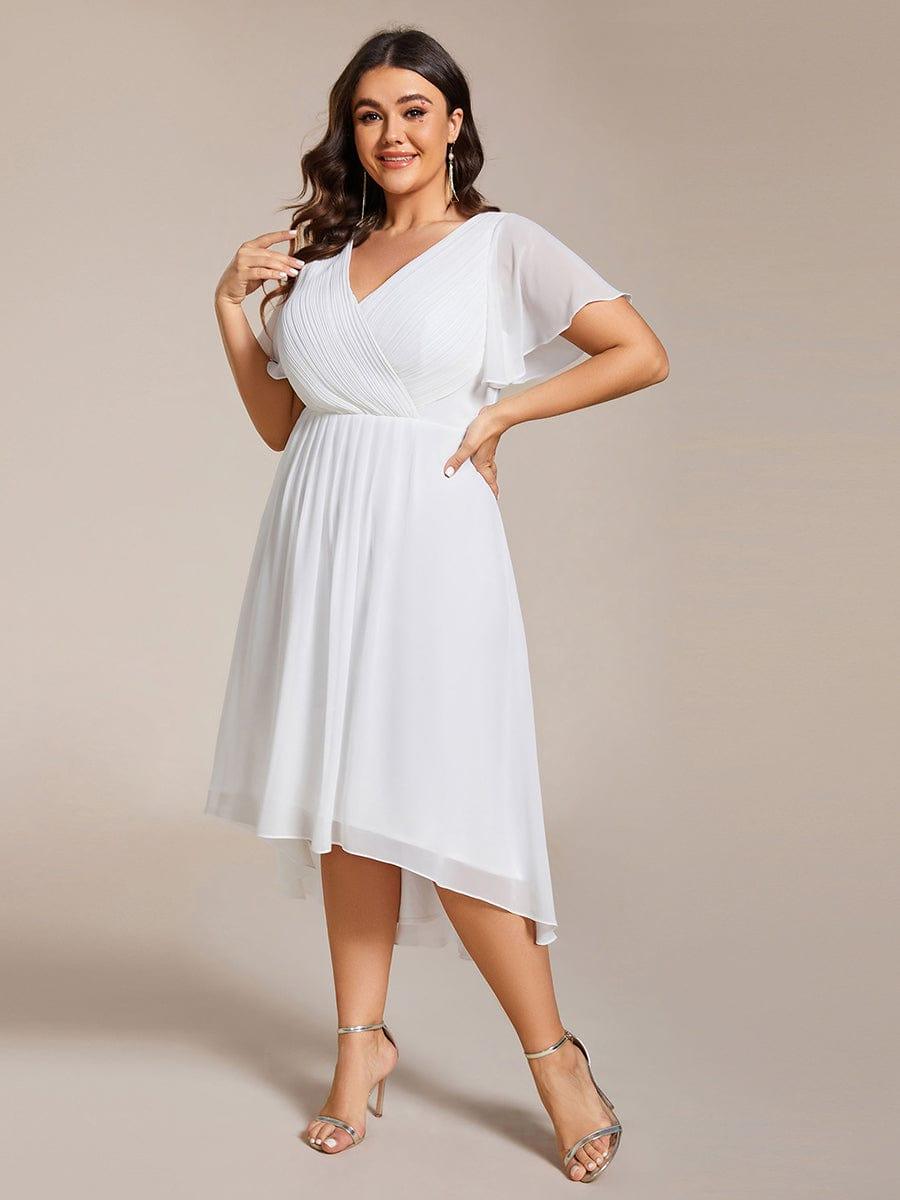 FAYE™ |Plus Size V-Neck High-Low Chiffon Wedding Guest Dress