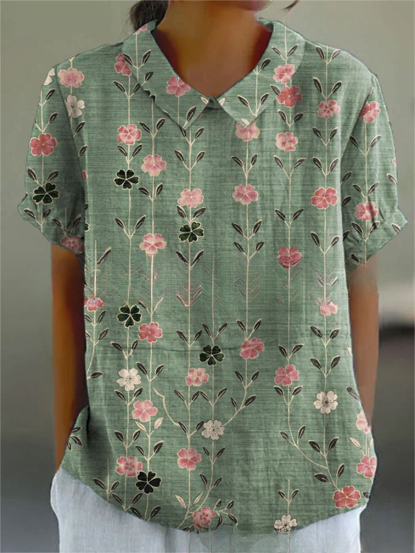 Nahla | Floral Print Blouse With Collar For Women