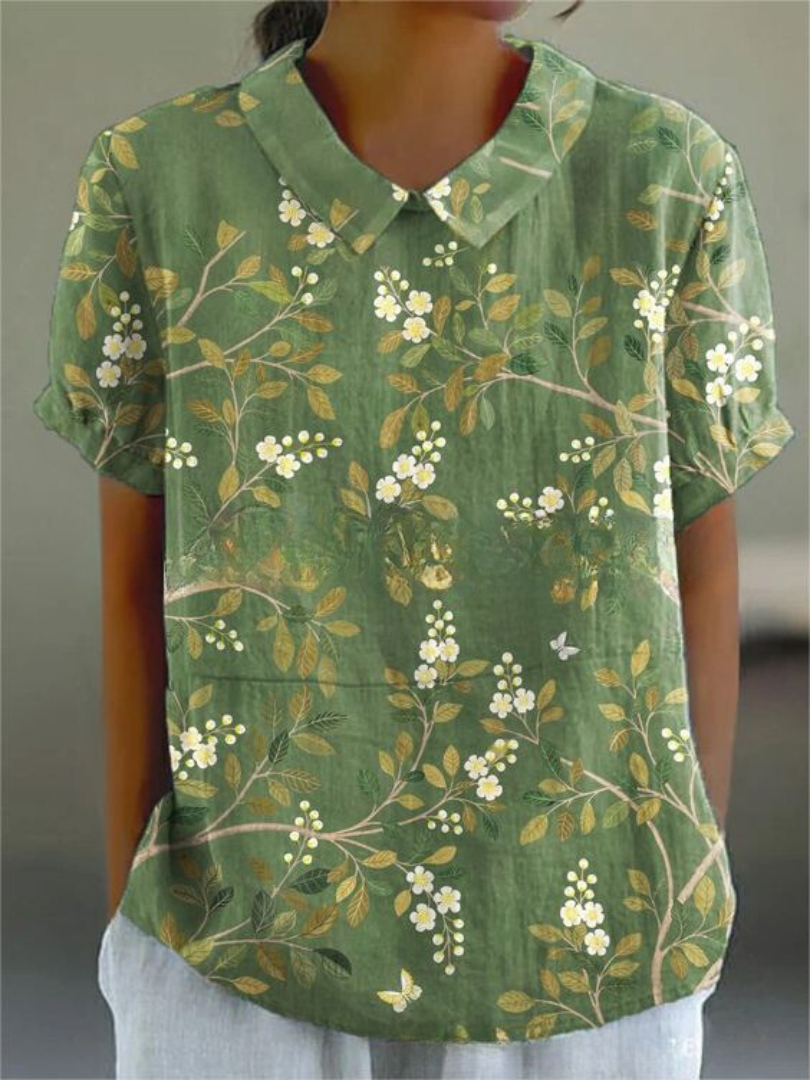 Nahla | Floral Print Blouse With Collar For Women