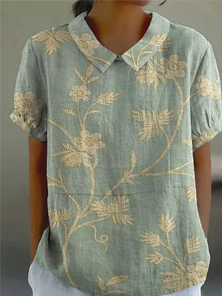 Nahla | Floral Print Blouse With Collar For Women