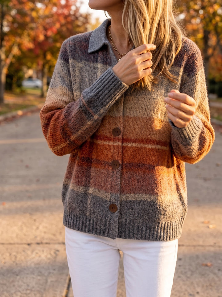 Edith | Autumn Ombre Plaid Cardigan