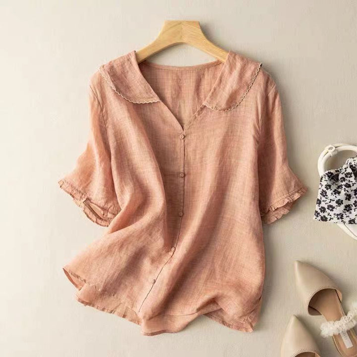 Effi | Button-Down Blouse With Scalloped Collar For Women