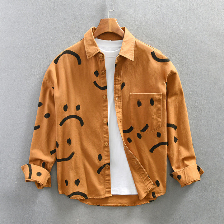 Bobbi | Smiley Face Print Button-Down Shirt For Women