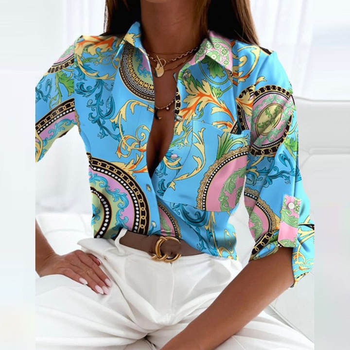 Delilah | Striped Button-Down Blouse For Women