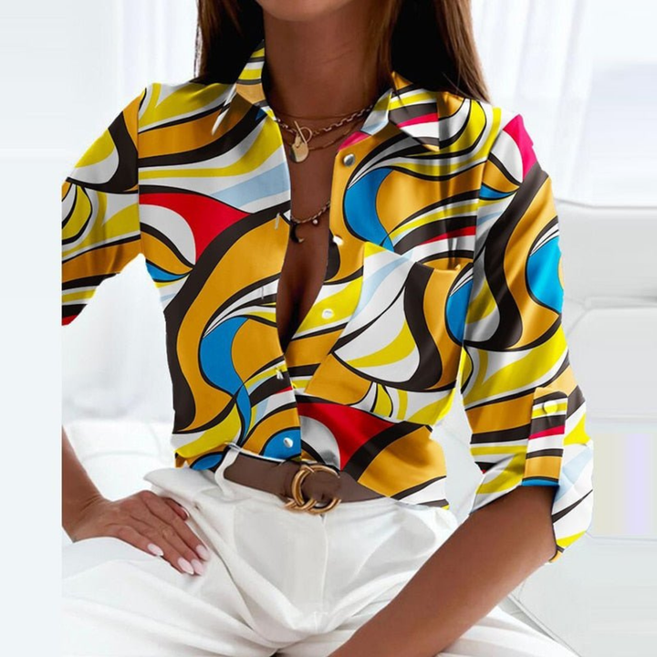 Delilah | Striped Button-Down Blouse For Women