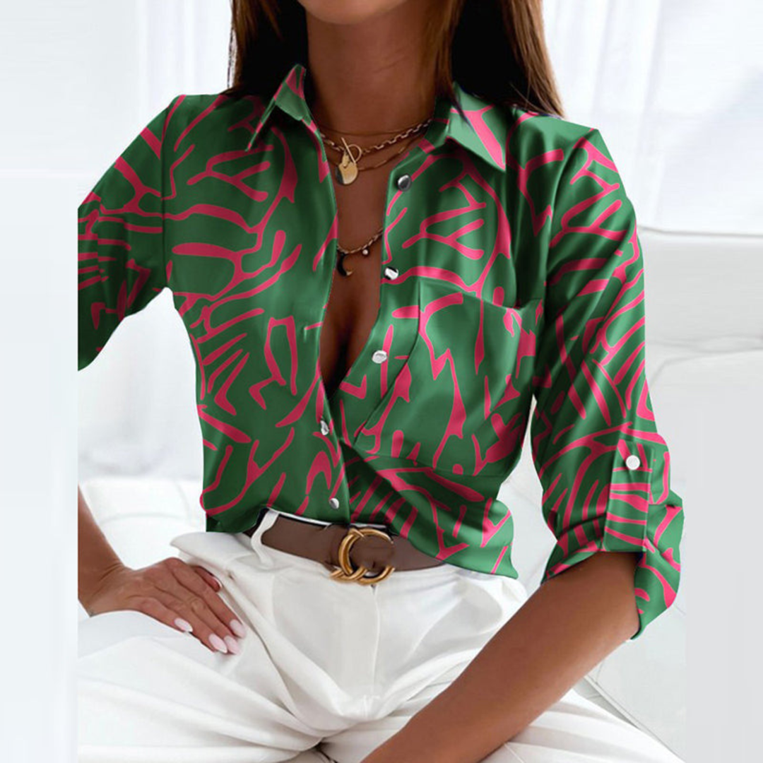 Delilah | Striped Button-Down Blouse For Women