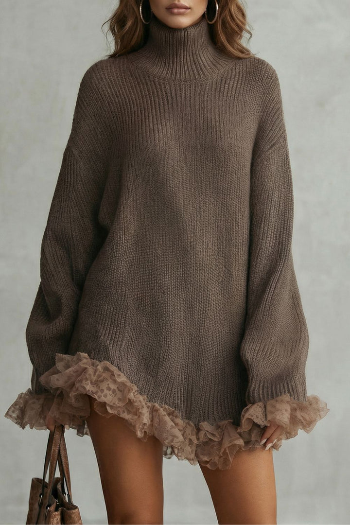Morvelle – Ruffled Hem Knit – Sweater Dress