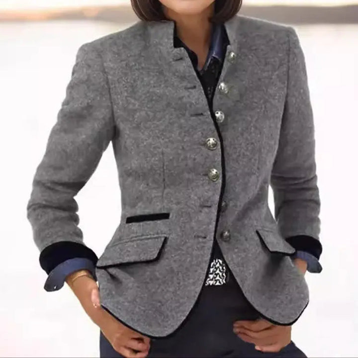 Gracie | Wool Lapel Blazer With Contrast Trim For Women