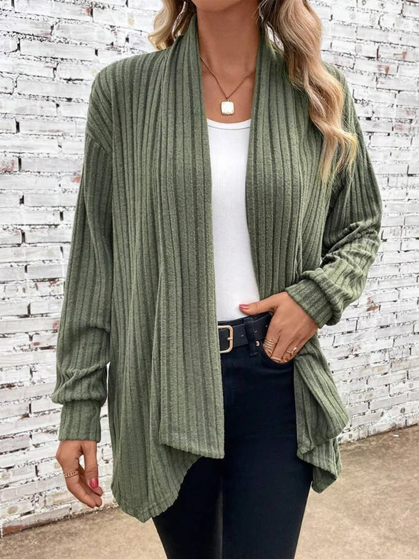 Leah™ -Ribbed Drape Cardigan