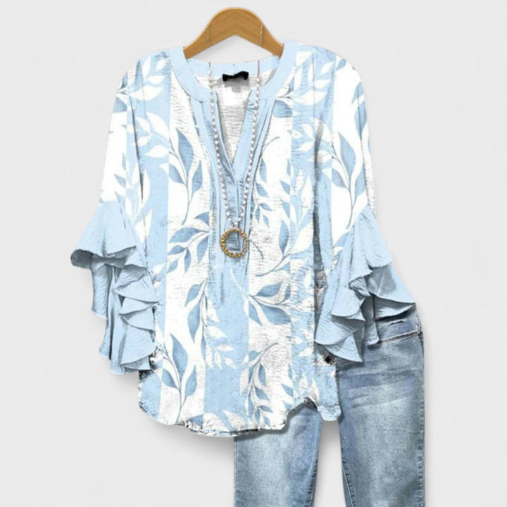Elara | Blouse With V-Neck And Ruffled Sleeves For Women