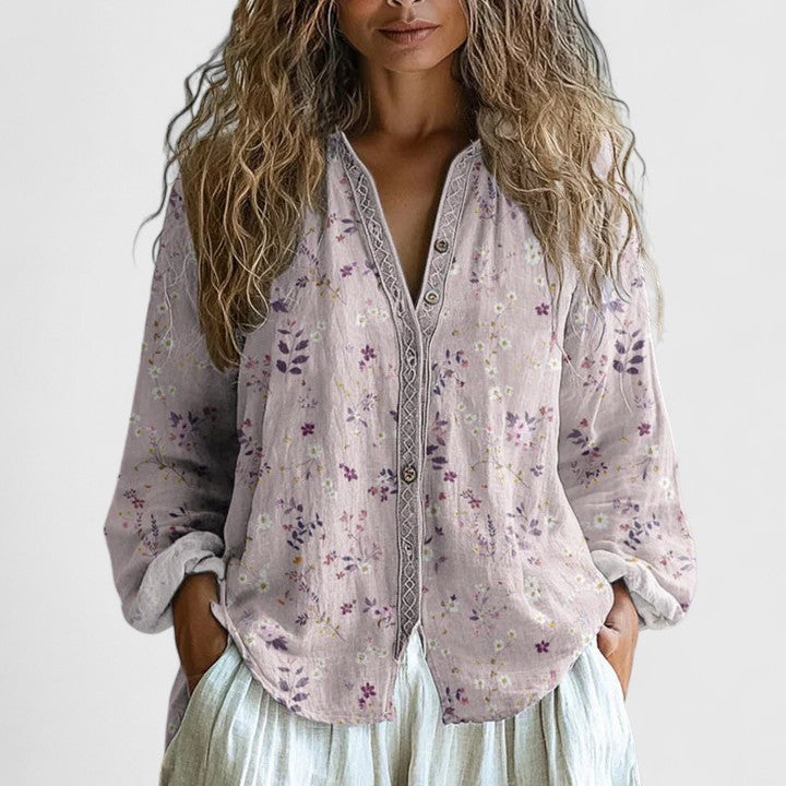 Adrianne | Floral Button-Down Blouse For Women