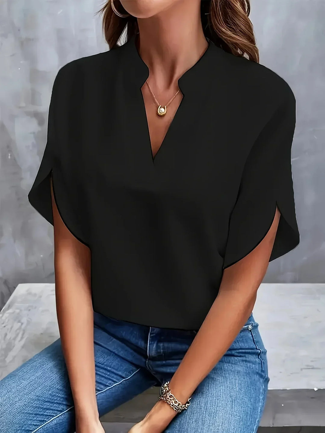 Cordelia | V-Neck Blouse With Short Sleeves For Women