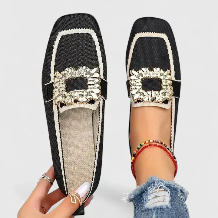 Caterina | Knit Loafers With Metal Ornament For Women