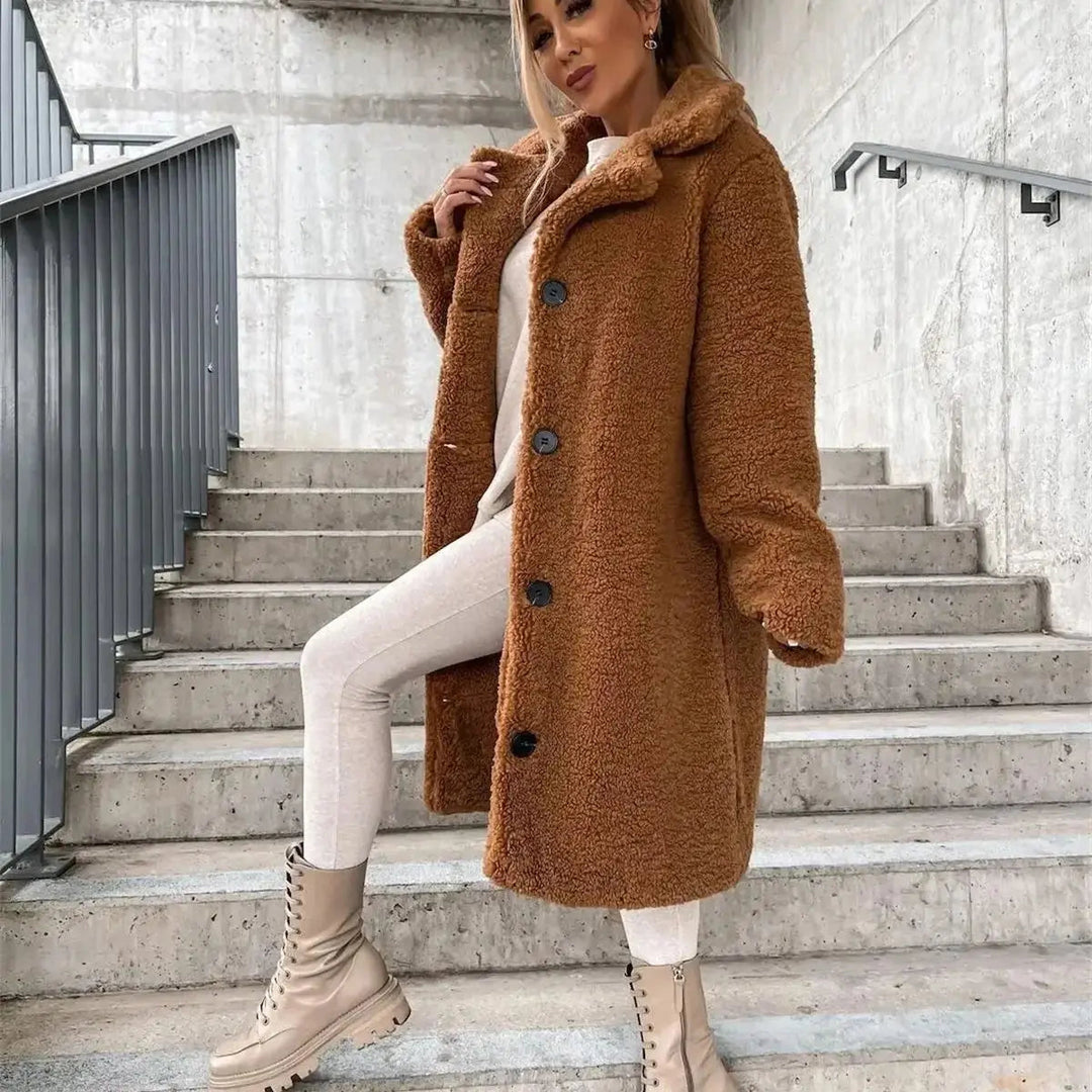Jenna - Teddy Plush Button Coat