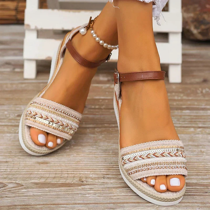 Barbara | Platform Ankle Strap Wedge Sandals For Women