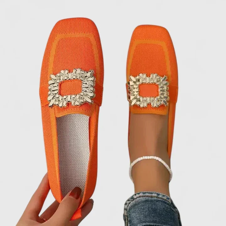 Caterina | Knit Loafers With Metal Ornament For Women