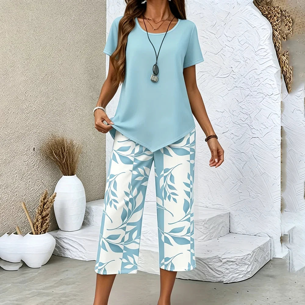 Olivia | Leaf print two-piece set