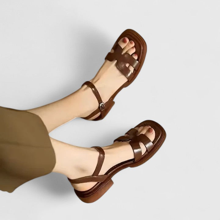 Nieve | Open Toe Ankle Strap Flat Sandals For Women