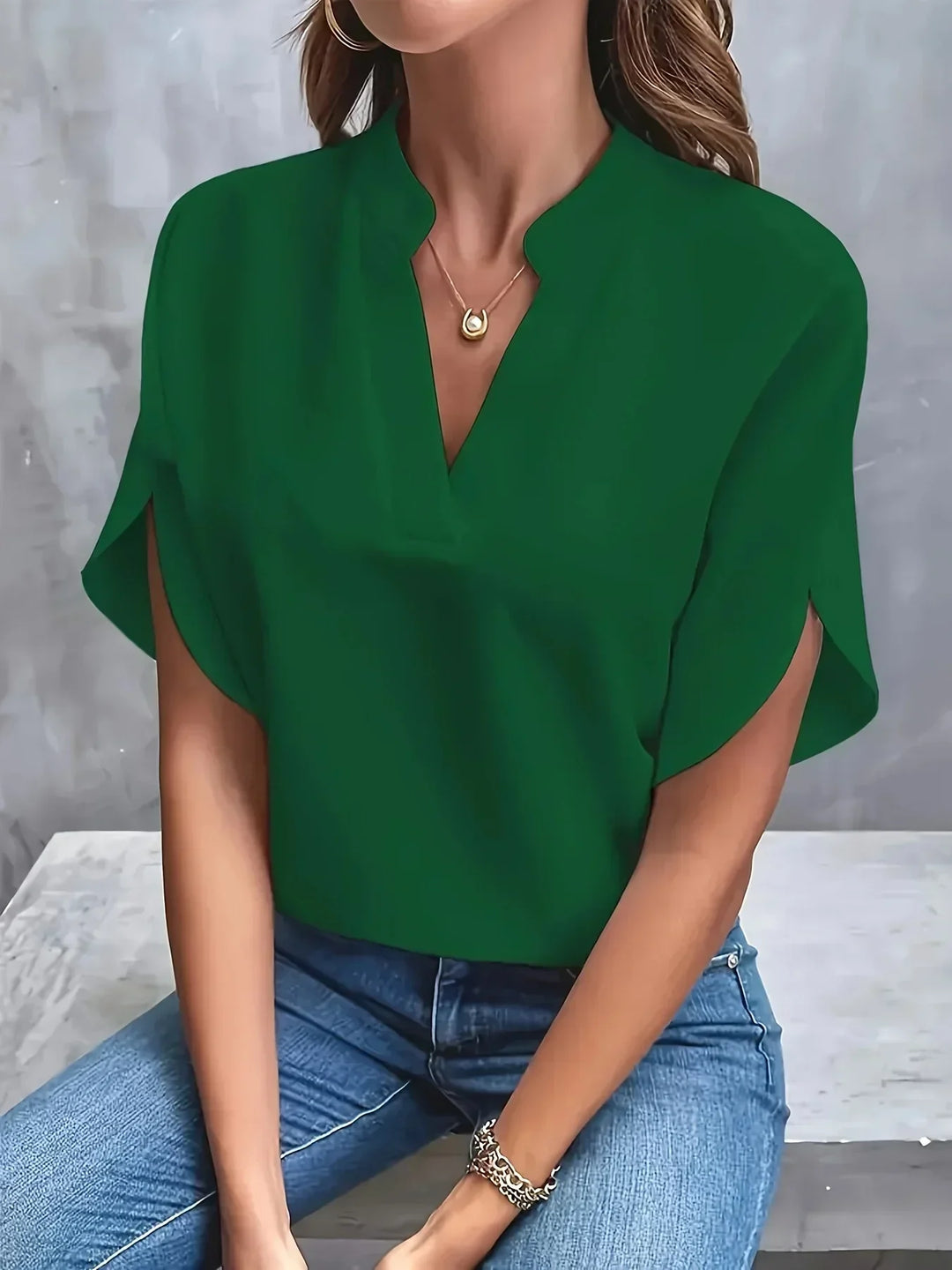 Cordelia | V-Neck Blouse With Short Sleeves For Women