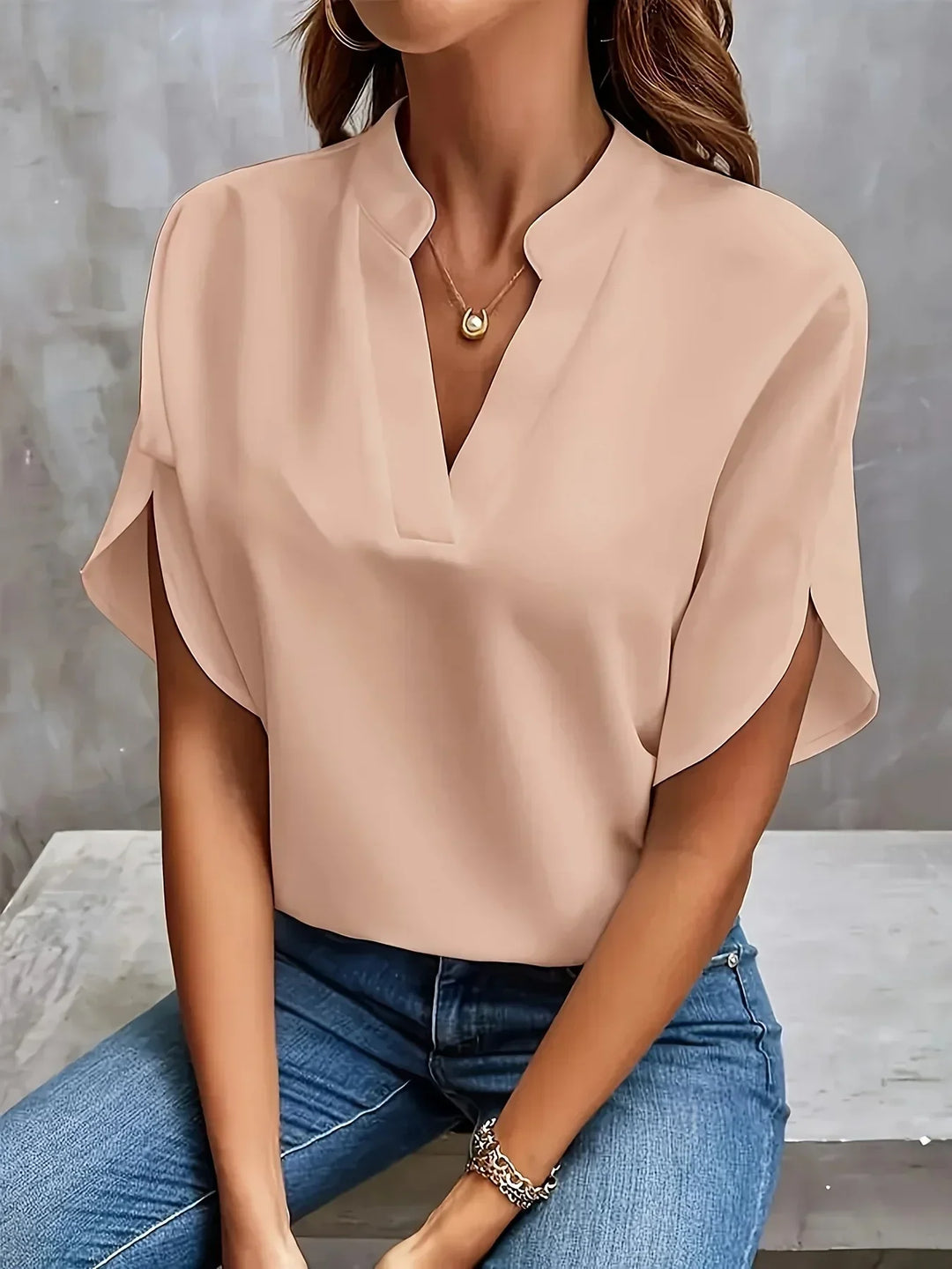 Cordelia | V-Neck Blouse With Short Sleeves For Women