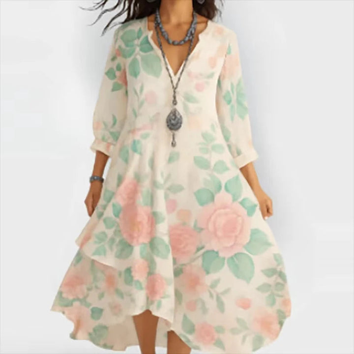 Shanae - Elegant Floral Midi Dress