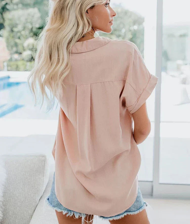 Aletta | Button-Down Blouse With Short Sleeves For Women