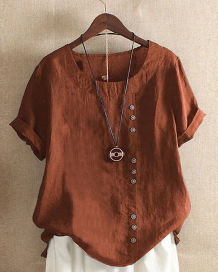 Abigail | Linen Button-Down Tunic Top For Women