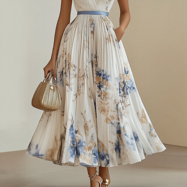 Roma-Elegant Pleated Maxi Dress