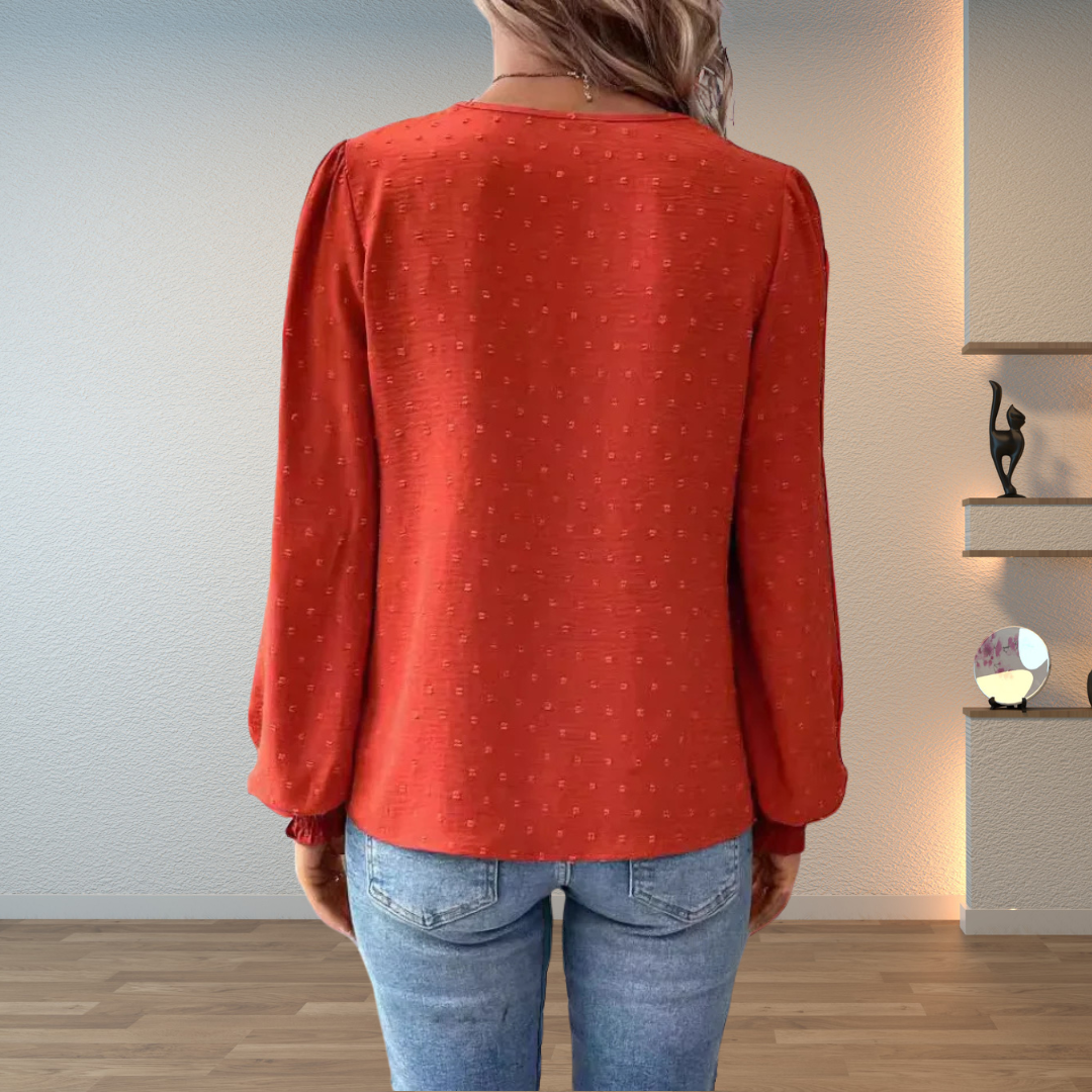 Faith | Lace V-Neck Long Sleeve Blouse For Women