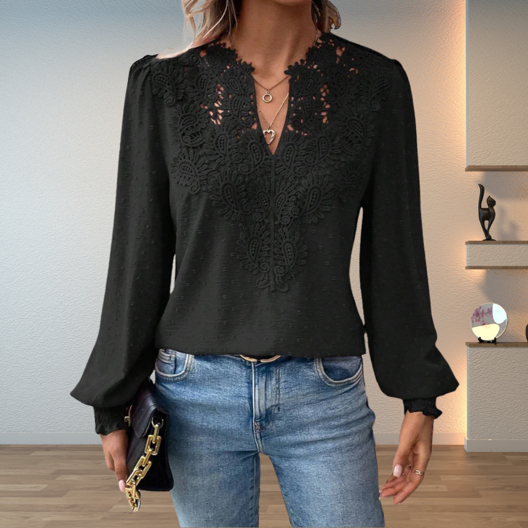 Faith | Lace V-Neck Long Sleeve Blouse For Women