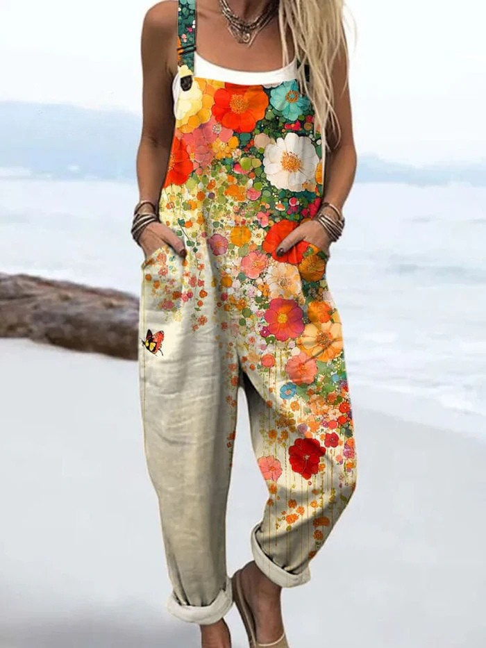 Claire | Summer Floral Dungarees