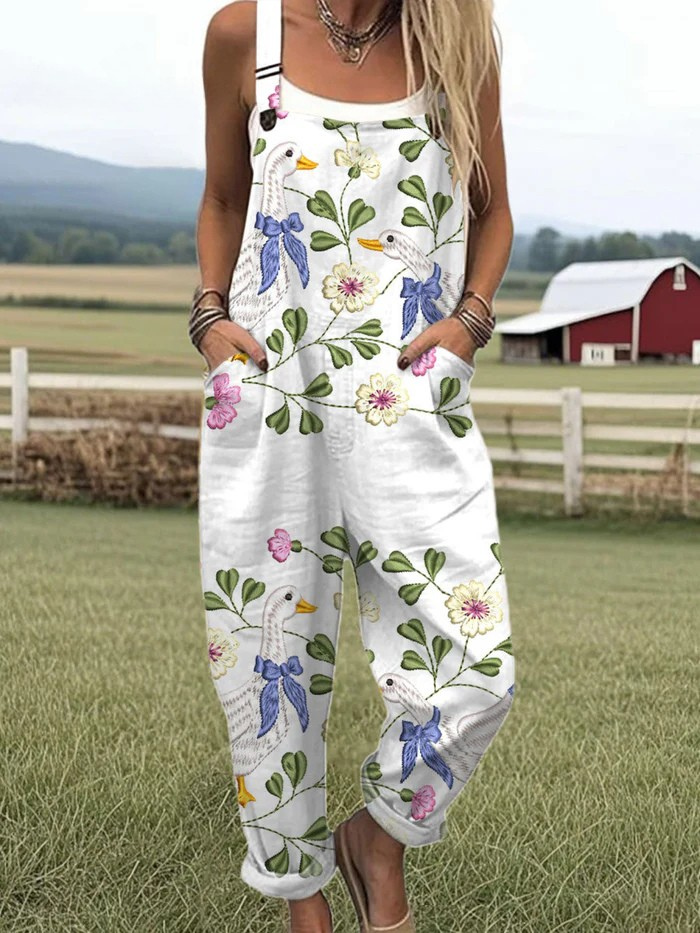 Ruth | Goose Print Dungarees