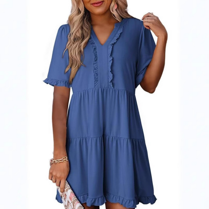 SHEILA™ - Casual V-Neck Mini Dress