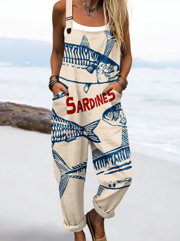 Carol | Sardine Print Dungarees