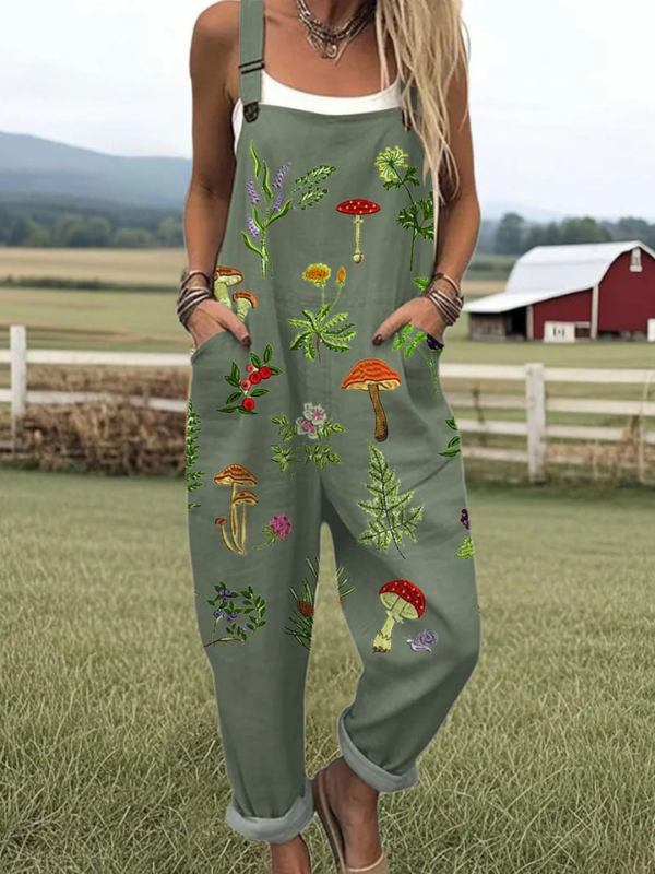 Grace | Botanical Embroidery Dungarees