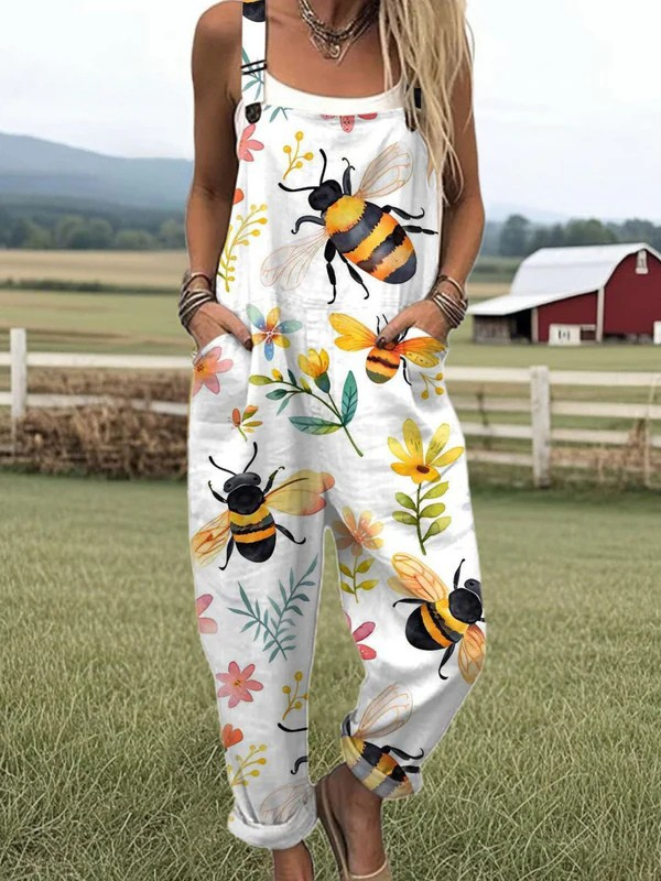 Tessa | Bee Floral Dungarees