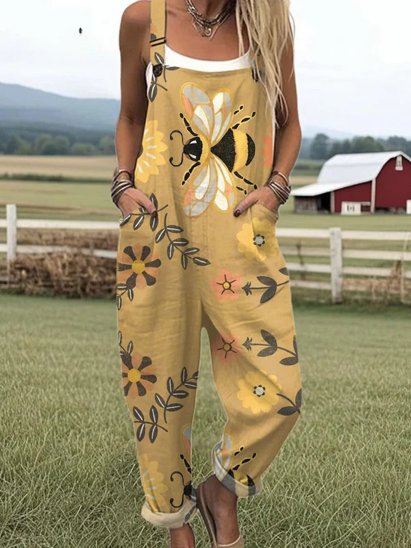 Helen | Floral Bee Dungarees