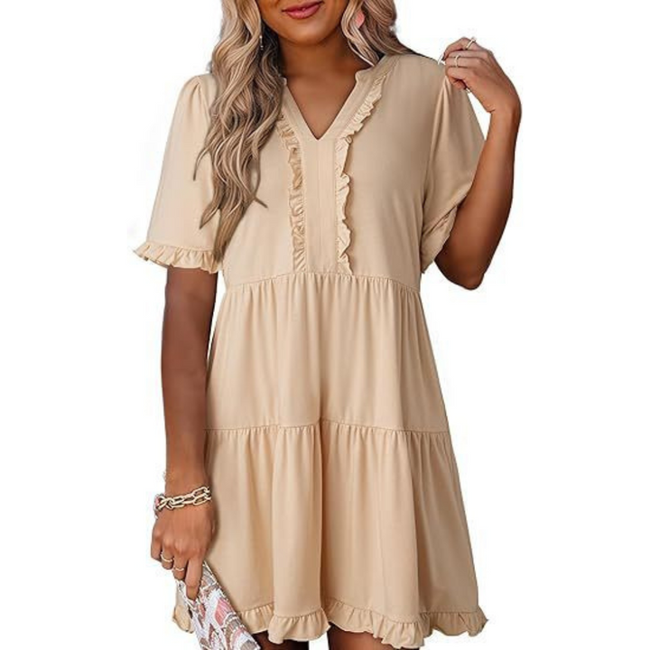 SHEILA™ - Casual V-Neck Mini Dress