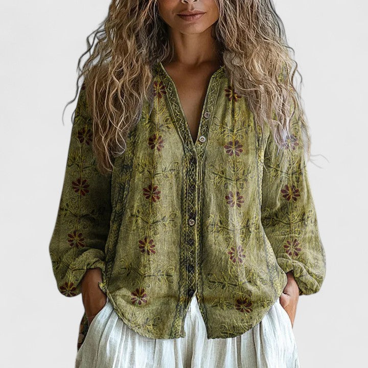 Adrianne | Floral Button-Down Blouse For Women