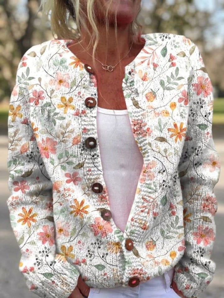 Greta™ | Vintage Floral Knit Cardigan Sweater