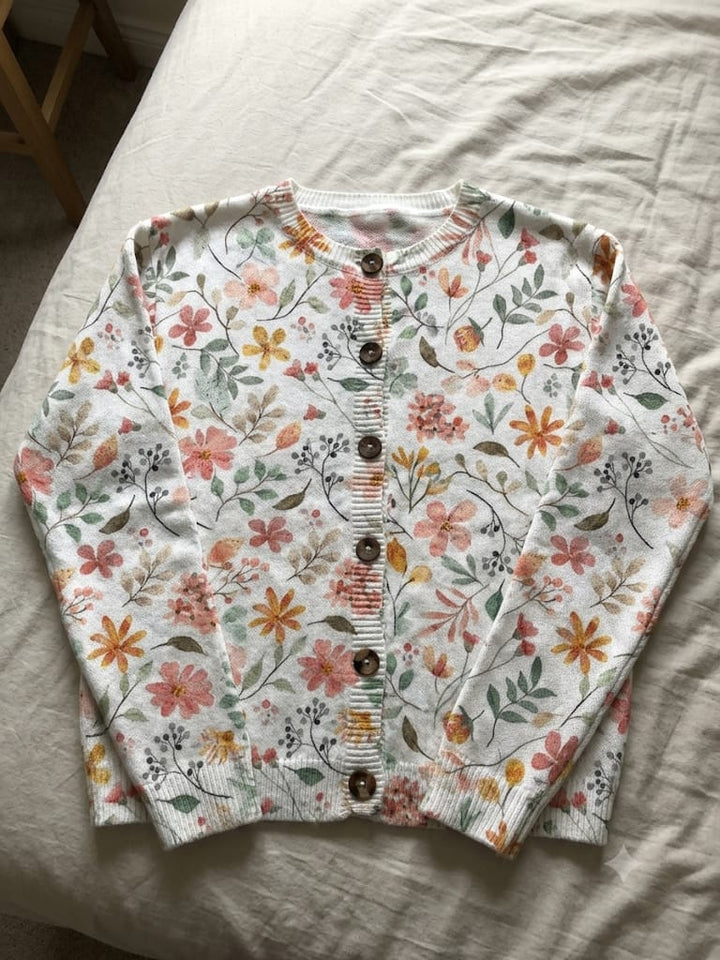 Greta™ | Vintage Floral Knit Cardigan Sweater